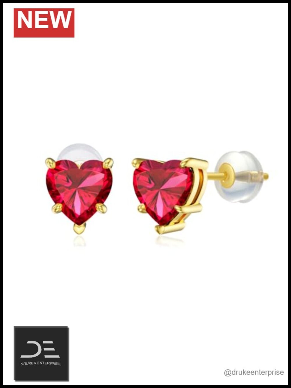 14k Gold Heart Birthstone Stud Earrings for Women 14k Gold Jewelry Gift